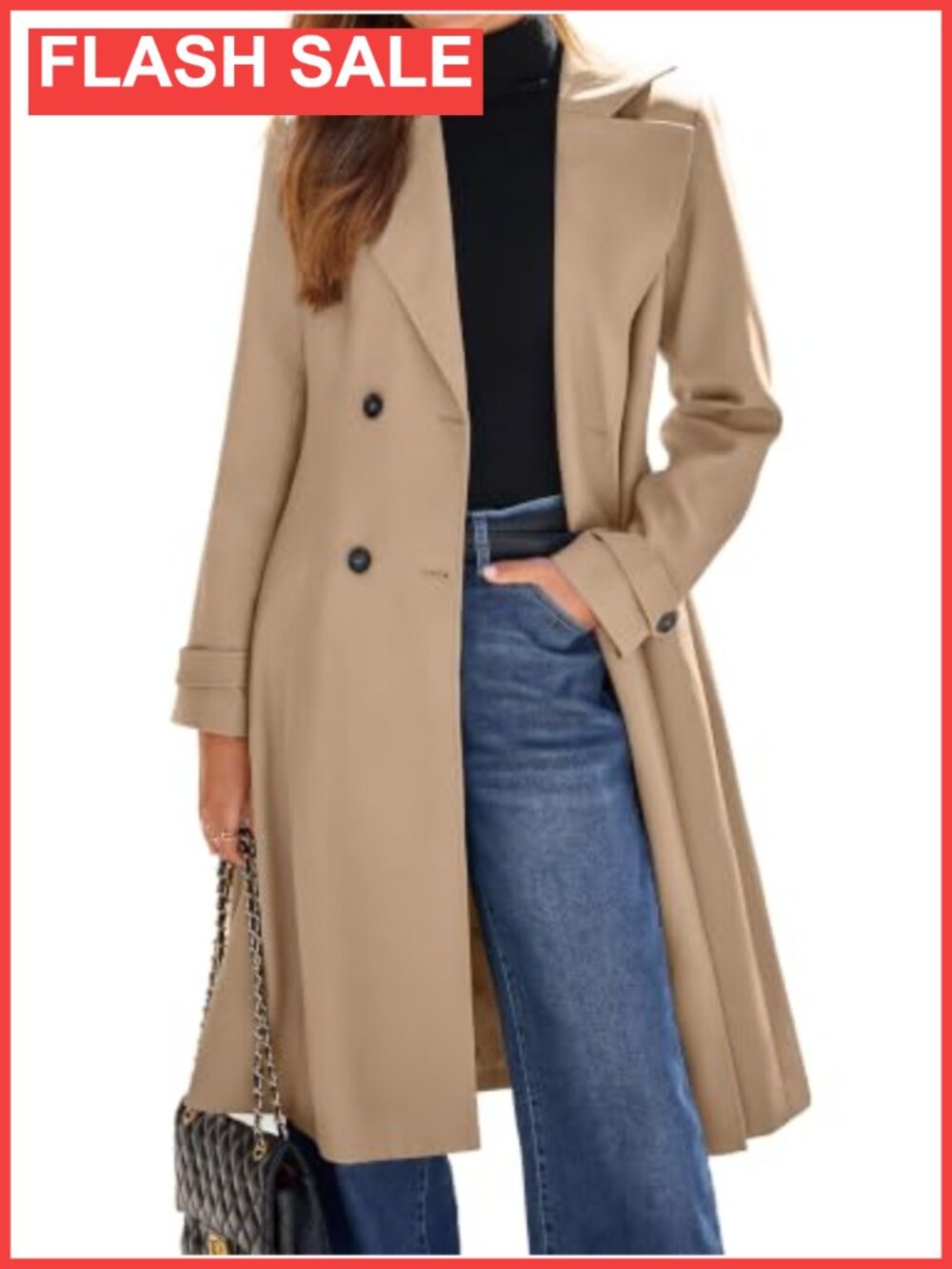 Simplee Women's Double Breasted Long Trench Coat Winter Jacket
